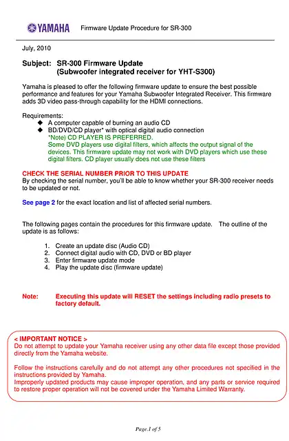 yamaha雅马哈Installation Manual YHT-S300
